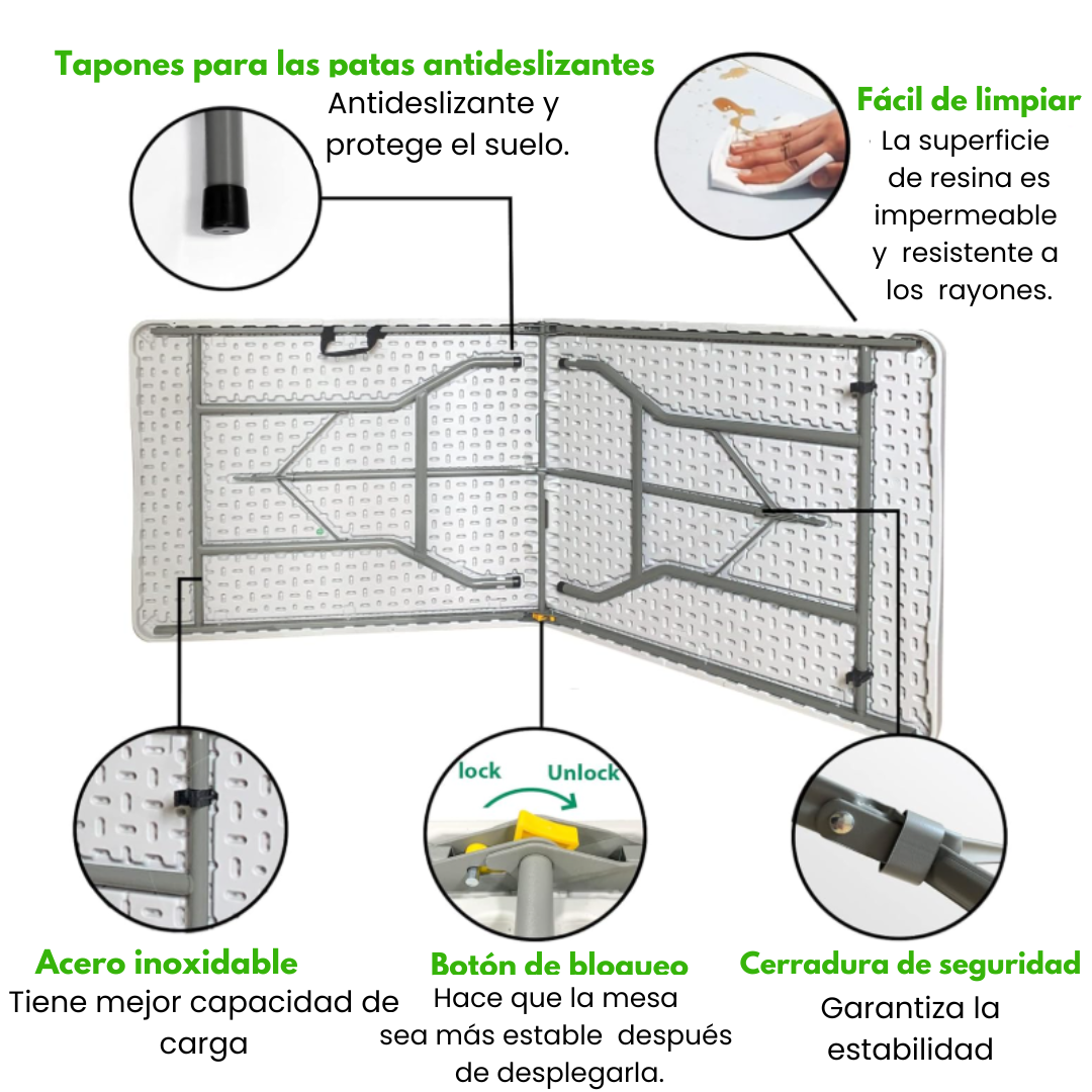 Mesa plegable portátil de alta calidad para diferentes actividades de 6 pies